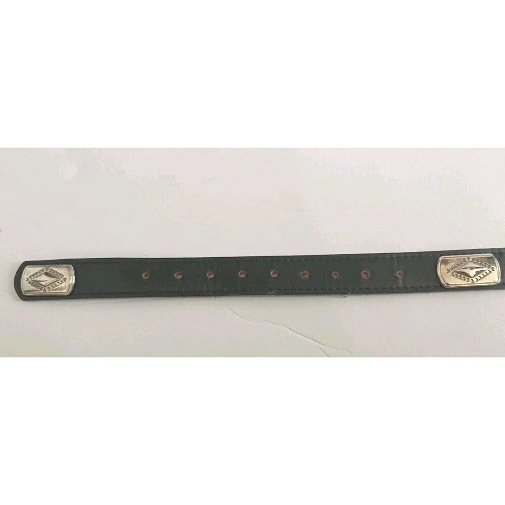 Vintage  Leather Concho Belt NO BUCKLE Black Silver Western Distressed Cowgirl